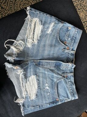 Levi's Distressed Light Blue Denim Jean Shorts